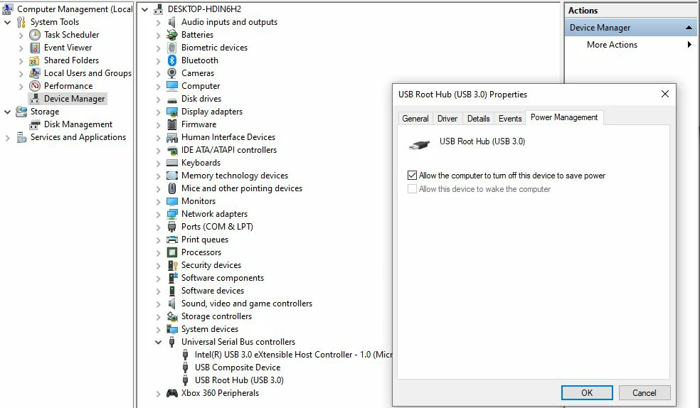 USB Power Management Settings